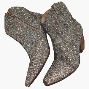 Glittering Rhinestone Ankle Booties size 8